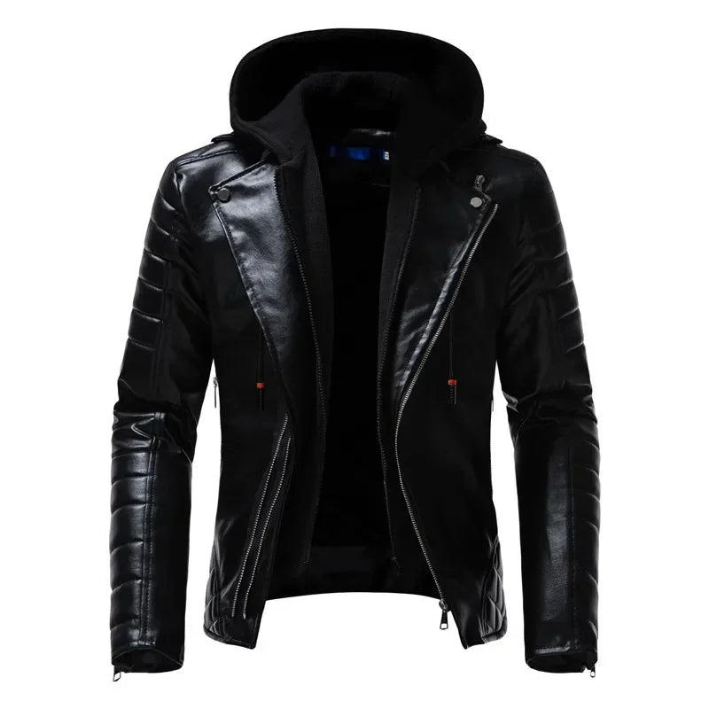 Raphael™ | Hoodie i konstläder motorcykeljacka