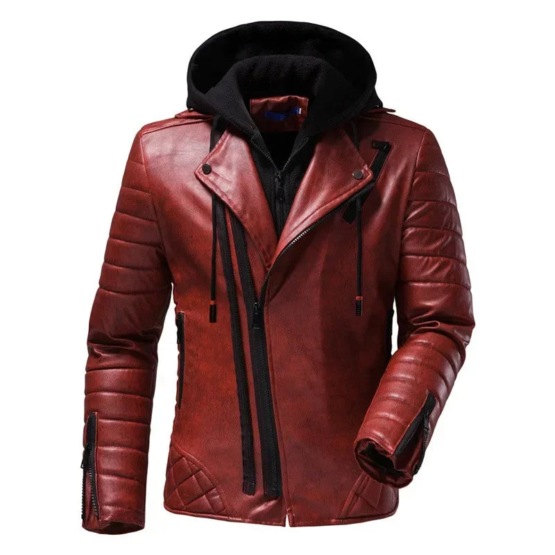 Raphael™ | Hoodie i konstläder motorcykeljacka