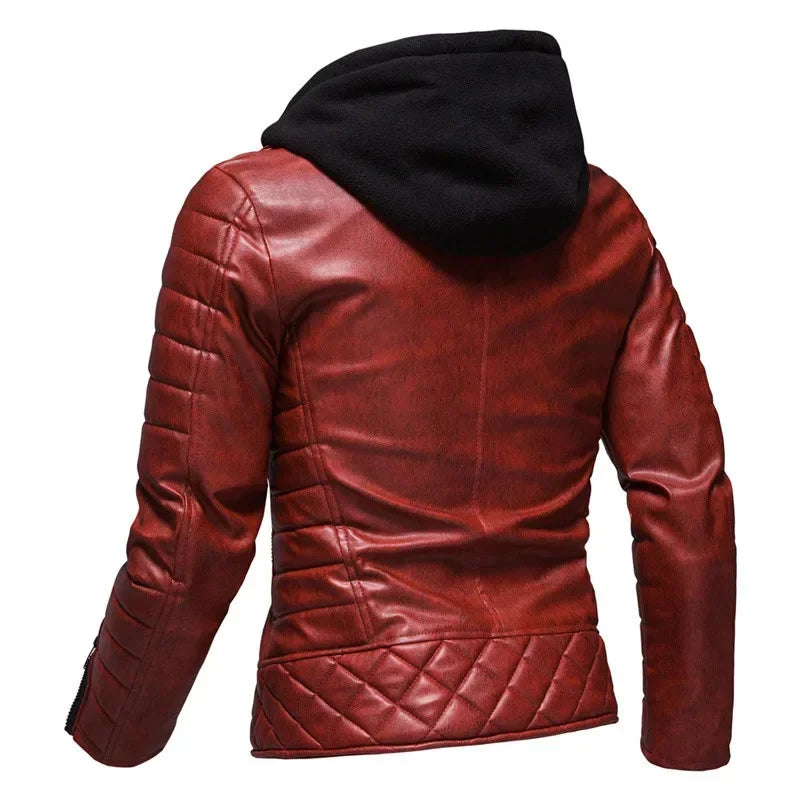 Raphael™ | Hoodie i konstläder motorcykeljacka