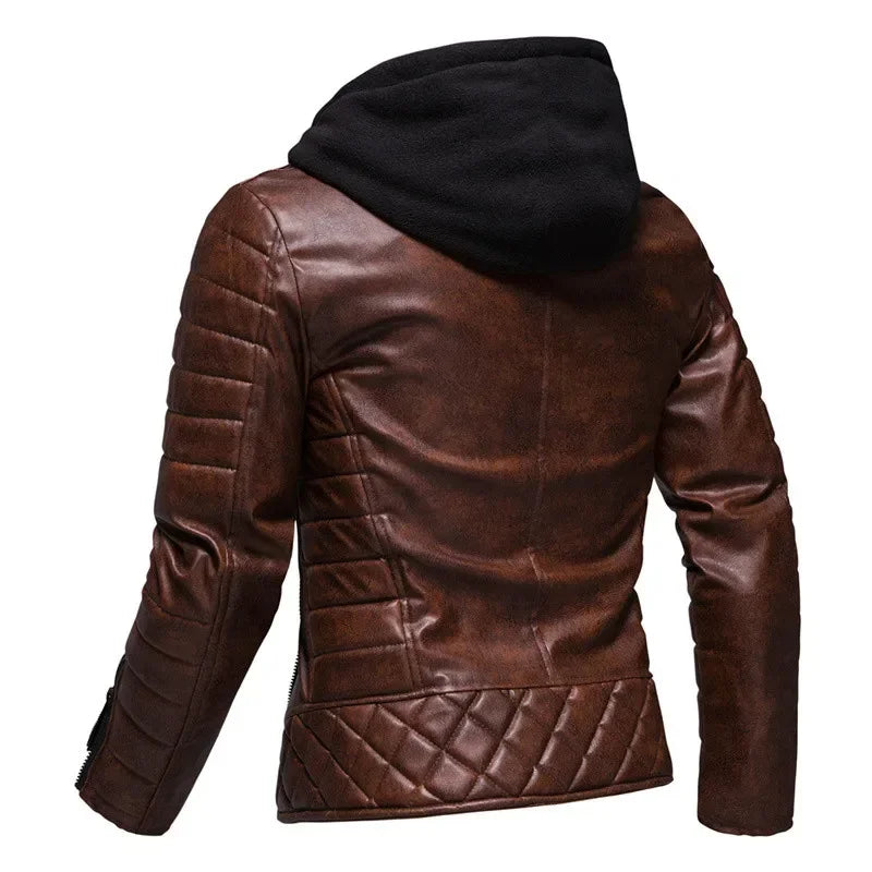 Raphael™ | Hoodie i konstläder motorcykeljacka
