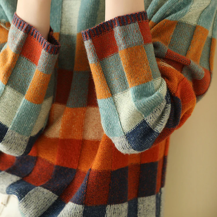 Adalynn™ - Färgglad rullkrage tröja med patchwork-strickmönster