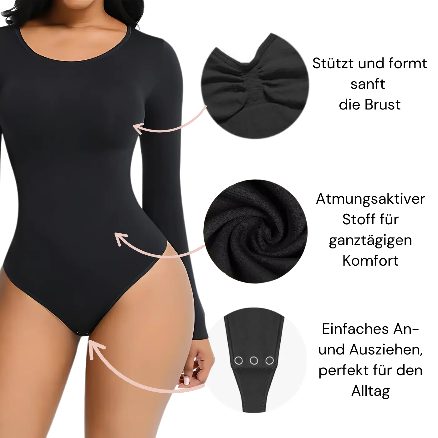 Långärmad bodysuit formande shapewear