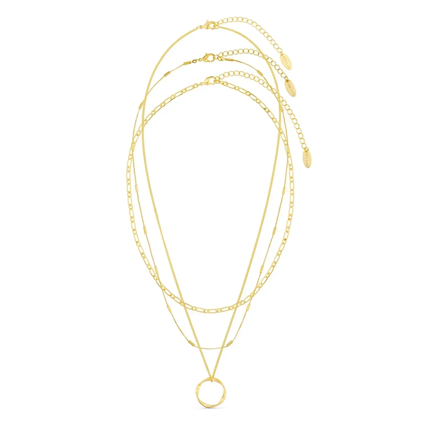 Öppen cirkel tre-radigt halsband | Guld 18k