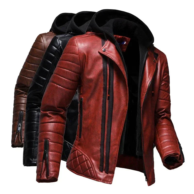 Raphael™ | Hoodie i konstläder motorcykeljacka