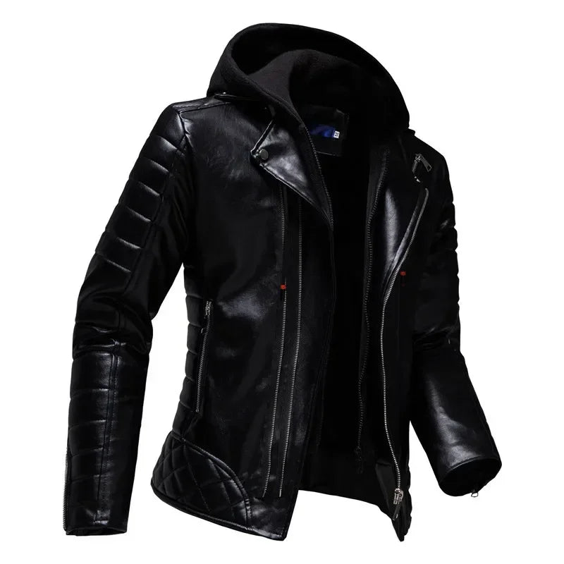 Raphael™ | Hoodie i konstläder motorcykeljacka