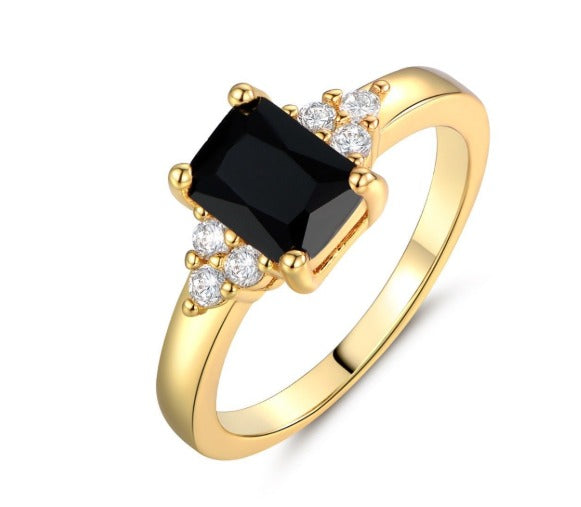 Sort Spinell Baguette Ring | Guld 14k