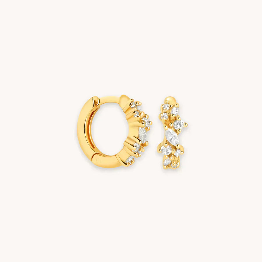 Kristallkluster Huggies | Guld 18k