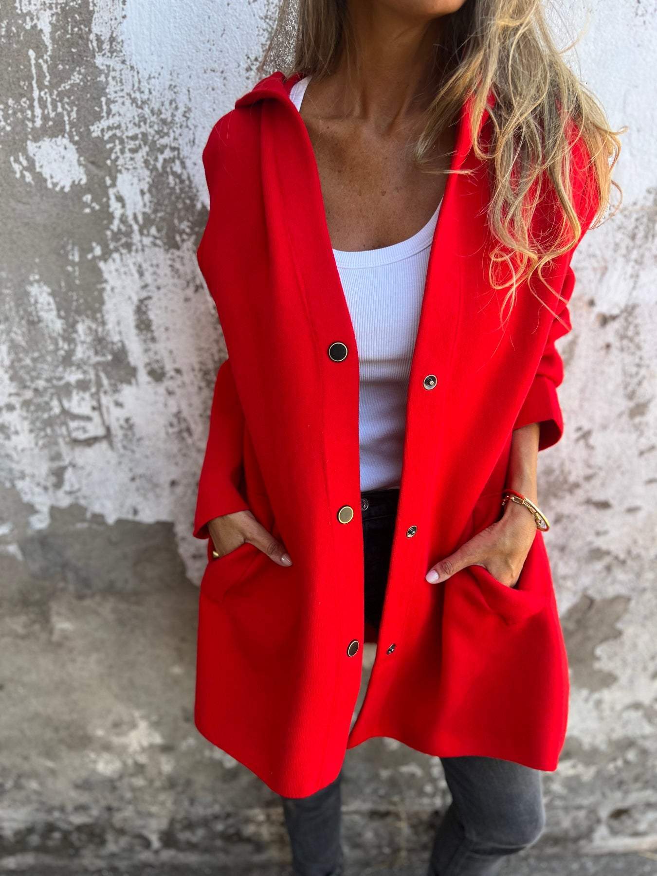 Lisabeth | Lättsamma enknappad blazer med huva